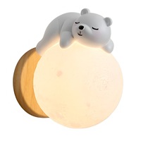 Lampe murale LED 3D Lune pour chambre d'enfant, style postmoderne, en bois résistant et boule imprimée en 3D, certifiée APCITL, pour salle de bain