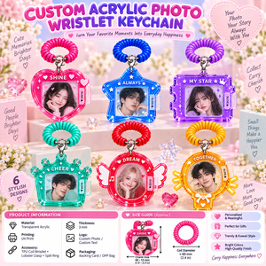 Llaveros de Acrílico Personalizados con Fotos, en Forma de Corazón y Estrella, con Correa para la Muñeca, Impresión Digital, Recuerdo Bonito y Moderno - Product Image 4