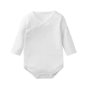 Roupas de bebê de importação china 100% algodão orgânico de manga comprida inclinada frente romper do bebê bebês roupas