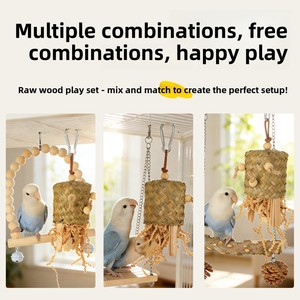 Jouet à mâcher naturel suspendu pour perroquet, corde à mâcher pour le nettoyage des dents, accessoire interactif fait main pour cage à oiseaux, soulagement <span class=keywords><strong>de</strong></span> l'ennui - Product Image 4