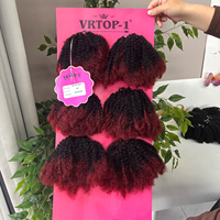 Extensions de cheveux naturels afro, mélange de cheveux humains et synthétiques, couleur 1B-BUG #   pour les femmes noires
