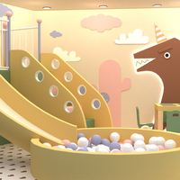 Aire de jeux intérieure compacte sur le thème des animaux, en alliage/métal, avec toboggan, marches d'escalade, table de jeu, pour parcs d'attractions