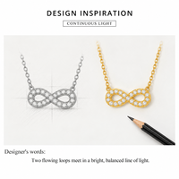 Collier pendentif infini plaqué or 14 carats avec zircon cubique serti pavé, chaîne maille forçat, bijoux minimalistes unisexes