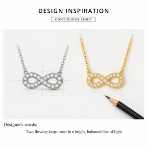 Collier pendentif infini plaqué or 14 carats avec zircon cubique serti pavé, chaîne maille forçat, bijoux minimalistes unisexes - Product Image 3