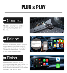 CarPlay อะแดปเตอร์ Android อัตโนมัติกล่อง Ai สำหรับ <span class=keywords><strong>iPhone</strong></span> แปลงระบบรถยนต์แบบมีสายการจับคู่อัตโนมัติแบบอัจฉริยะ BT - Product Image 3