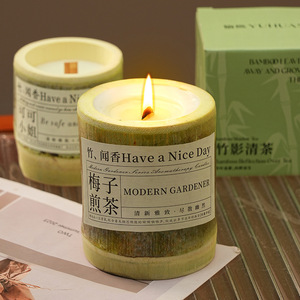 Vela Aromática Estilo Chino, Creativa, en Tubo de Bambú, Vela de Cera de Soja en Frasco, Ambiente Cálido, con Caja de Regalo, Luz de Vela - Product Image 4