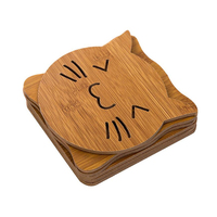 Sous-verre en bois naturel écologique pour la cuisine, dessin animé, sous-verre en bois, antidérapant, taille personnalisée
