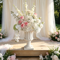 Arrangement de fleurs artificielles de luxe blanc et rose pour anniversaire, fête à domicile, décoration d'événements, fournitures pour jardin, traiteur et événements festifs