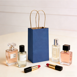 Sacs en papier blancs carrés personnalisés à fond carré, sacs en papier brun pour bijoux, parfum, rouge à lèvres, cadeaux - Product Image 1