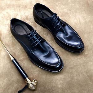 Chaussures habillées de luxe pour hommes à bout carré, respirantes, antidérapantes, à lacets, en cuir VALENTINA, pour affaires et mariages, tailles 38-44 - Product Image 5