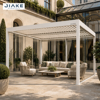Pergola bioclimatique blanche JIAKE, pergola à lames motorisées en aluminium, murs en verre, résistante au vent, gazebo extérieur sur mesure