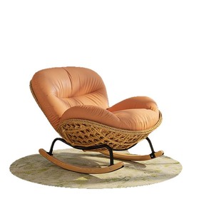 Fauteuil à bascule nordique en métal pour balcon, chaise longue de loisirs pour adulte, canapé individuel pour salon, sans assemblage - Product Image 5