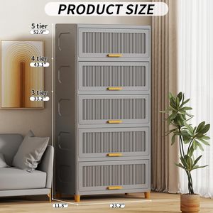 Multi-Layer 6-Cabinet Foldable PP Plastic <b>Storage</b> Container with Lid for <b>Clothes</b> Shoes Toys & Food-over 35L Capacity - Product Image 2