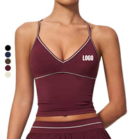 Camiseta de Yoga con Cuello en V Personalizada, Transpirable, Sensación de Segunda Piel, Ropa Deportiva Informal, Diseño de Bloques de Color, Secado Rápido, para Correr, Entrenamiento, Deportes, Fitness