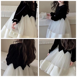 Mới Mùa Xuân Mùa Thu Dài Tay Áo Nhung Đen Trẻ Em Của Trang Phục Trẻ Sơ Sinh Công Chúa Thanh Lịch Quần Áo Tutu Ăn Mặc Cho Bé Gái - Product Image 2