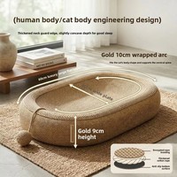 Lit-griffoir pour chat en mousse de lin, durable, sans peluches, monobloc, coussin à griffer extra-large, nid douillet pour chat, résistant aux déchirures, style mignon
