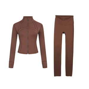 Set Giacca Corta Sportiva Traspirante Wintu 3XL con Cintura Elastica, Abbigliamento <span class=keywords><strong>Fitness</strong></span> con Logo, Cerniera Dorata, Motivo Tinta Unita, Abbigliamento Yoga - Product Image 2