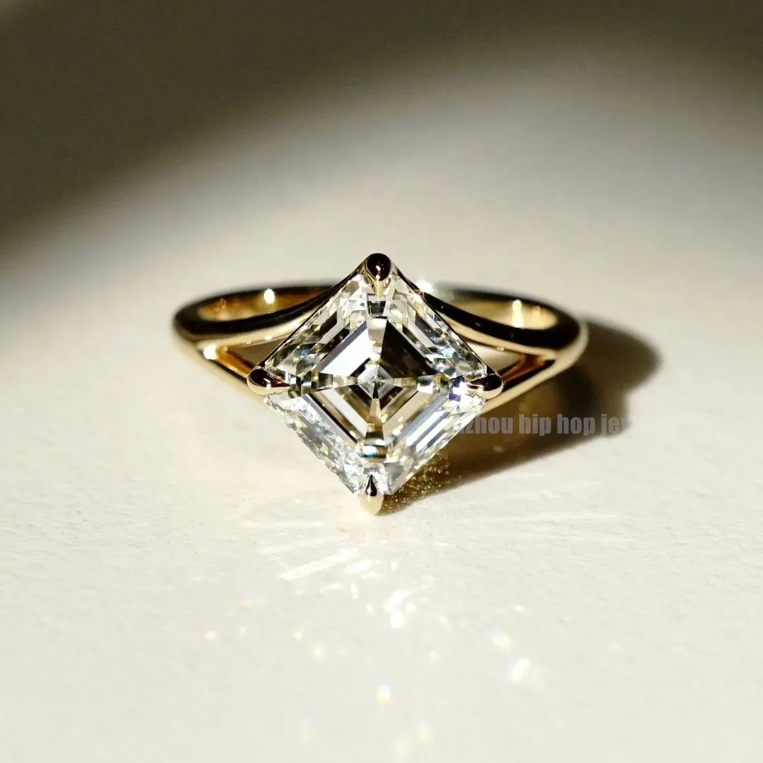 Fine Lab Verlobung ringe 925 Silber IGI Verifizierter HPHT Asscher Cut VVS Grade Synthetic Diamond Lab Grown Diamond Solitaire Ring