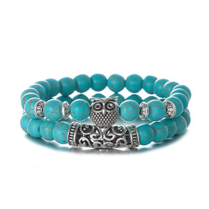 Ensemble de bracelets en alliage élastique plaqué argent antique avec motif hibou pour hommes, femmes et unisexe, bijoux classiques et tendance - Product Image 4