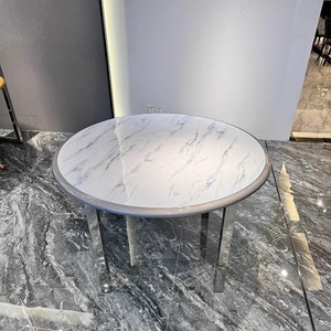 Di lusso minimalista stile nordico rotondo Pallet in legno <span class=keywords><strong>tavolino</strong></span> da caffè con piedini in ferro per uso soggiorno - Product Image 3