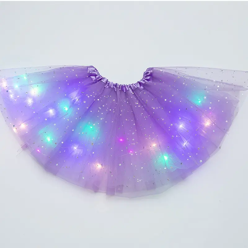 Grosir rok Tutu lampu LED BSCI diaudit pabrik rok tutu anak perempuan rok tutu sifon ringan