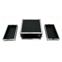 Boîtier de transport/Flight Case 6U en contreplaqué noir et aluminium argenté de haute qualité OEM/ODM pour amplificateur, assemblable avant/arrière