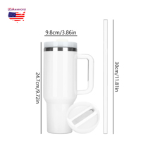 USA Warehouse RTS Gobelet en plastique à sublimation avec paille et couvercle 2.0 blanc en acier inoxydable avec poignée de 40oz