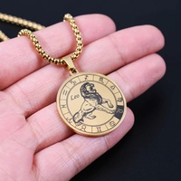 12 Signes Du Zodiaque En Acier Inoxydable Pendentifs Colliers Verseau Balance Vierge Taureau Pendentifs Collier Perles Chaînes Hommes Bijoux Cadeaux