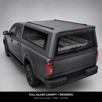 Auvent de camion entièrement vitré avec système de tiroirs intégré, couverture de chargement en alliage d'aluminium pour pick-up de taille moyenne