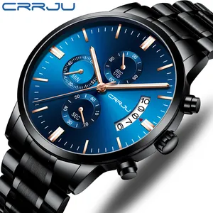 Crrju 2273 Casual Business Marca Homens Relógio De Pulso De Aço Inoxidável Relogio masculino Quartz À Prova D 'Água Relógio De Luxo