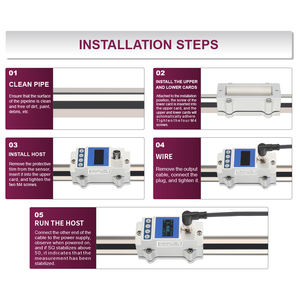 Industriële klem-op ultrasone debietmeter voor waterbalans, hydraulische debietbewaking met temperatuursensor en datalogger - Product Image 6