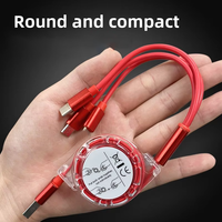 2.4A Retráctil 3 en 1 Datos de carga Cable USB Cargador USB de teléfono móvil de carga rápida multifuncional para regalo