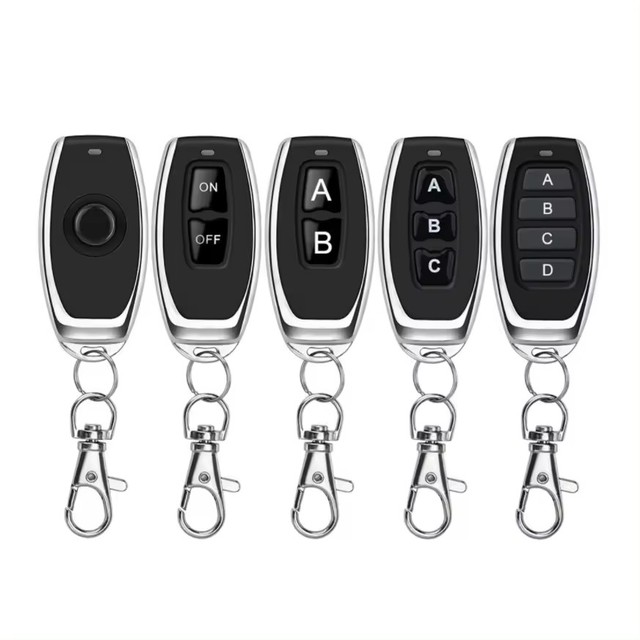 433mhz 315Mhz RF Remote Control Learning Code 1527 EV1527 for Gate Garage Door Four Buttons Controller Receiver Included Batter