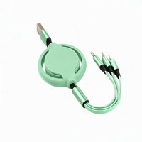 Câble de charge rapide rétractable 3-en-1 en PVC avec logo personnalisé, multi-connecteurs universels pour imprimante et smartphone iOS – Cadeaux en gros