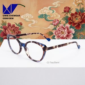 Lunettes de mode œil-de-<span class=keywords><strong>chat</strong></span> en acétate sur mesure OEM, taille 50-20-145, anti-lumière bleue, pour adultes unisexes, conçues par notre équipe interne - Product Image 1