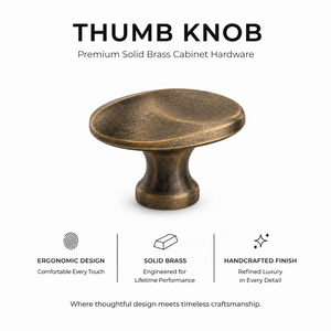 THUMB Italian <b>Antique</b> <b>Brass</b> Eco-Friendly Cabinet <b>Door</b> Handle Premium Interior Hardware Classic Designer Lever for Home Office - Product Image 2