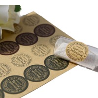 Autocollants adhésifs rétro ronds en papier kraft bicolore pour enveloppes anglaises, à emporter, pour bougies artisanales, cadres photo personnalisables