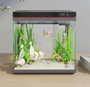 Super-clear Glass Fish tank ZHE-480/480J (black) - Enhances Oxygenation. <strong>Small</strong> <strong>Tabletop</strong> <strong>Aquarium</strong> for Living Room. - Product Image 4