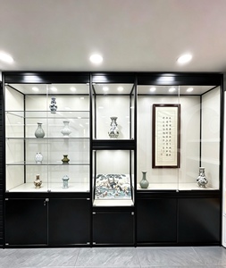 Vitrine <span class=keywords><strong>d</strong></span>'exposition <span class=keywords><strong>moderne</strong></span> sur mesure GZowin, cadre en bois massif, vitrine en verre, éclairage LED, durable, facile à nettoyer, pour exposition <span class=keywords><strong>d</strong></span>'<span class=keywords><strong>art</strong></span> - Product Image 6