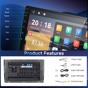 วิทยุติดรถยนต์ Podofo 2 Din 9 นิ้ว รองรับ Wireless <span class=keywords><strong>CarPlay</strong></span>/Android Auto หน้าจอสัมผัส IPS เครื่องเล่นสเตอริโอในรถยนต์ บลูทูธ เครื่องเล่น MP5 บริการ OEM/ODM/โรงงาน - Product Image 4