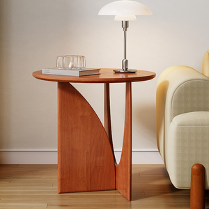 Tavolino da Caffè Rotondo in Legno Moderno <span class=keywords><strong>50X50</strong></span> per Soggiorno, Tavolino Laterale per Casa - Product Image 4