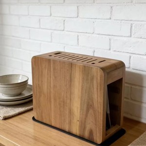 Porte-couteaux magnétique en bois massif, support de rangement de bureau pour 7 couteaux, bloc de cuisine - Product Image 4