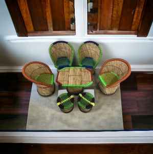 Juego de silla otomana multicolor de forma redonda de nuevo diseño moderno con mesa para sala de estar, cafetería, restaurante - Product Image 4