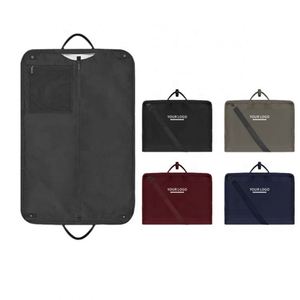 Housse de vêtement pliable en PVC imperméable personnalisée en usine avec fermetures éclair, réutilisable, portable, noire, pour robe et costume - Product Image 1