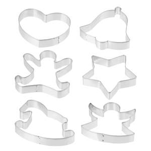 Juego de Cortadores de Galletas de 6 Piezas de Acero Inoxidable con Formas de Corazón, Estrella, Muñeco de Nieve, Campana, Pato y Hombre de Jengibre, Herramientas para Hornear - Product Image 1
