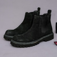 Bottes Chelsea en cuir de cheval élastiques mi-mollet pour hommes, grandes tailles, avec semelle épaisse en caoutchouc, élégantes, décontractées, prêtes pour le travail, chaudes