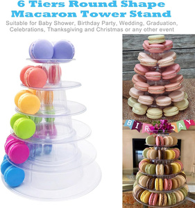 Rak <span class=keywords><strong>Display</strong></span> Macaron transparan plastik bulat 6 tingkat pemegang Cupcake Platter Macaron Tower Stand untuk dekorasi pesta pernikahan - Product Image 4