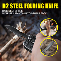 Pince multifonction professionnelle Xhandle MT-61 20-en-1 avec tournevis, couteau en acier D2, tire-bouchon, brise-vitre et ciseaux, finition Stonewash noire
