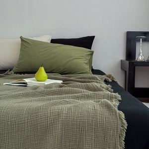 Mantas de Gasa para Adultos de Alta Calidad, <span class=keywords><strong>4</strong></span> Capas, Ligeras, Tamaño King, Color Liso Personalizado, Mantas Grandes de Muselina de Algodón - Product Image 5