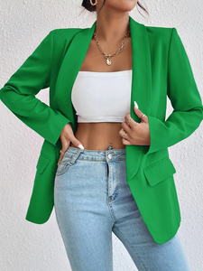 Herfst Winter Klein Kostuumjasje Top Blazer Populaire Midden-Oosterse Stijl met Polokraag Lange Mouwen Effen Kleur Voering Polyester - Product Image 2